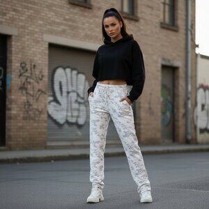 Bevy Flog White & Grey Camo Streetwear Pants – Size 29